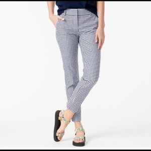 J. Crew Cameron Bi Stretch Navy Gingham Checked Cropped Pants